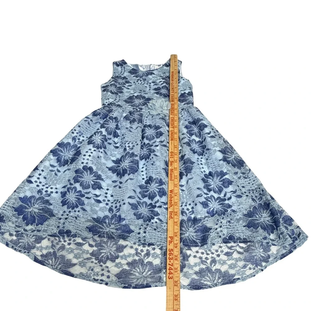 The Childrens Place‎ Girls Blue Floral Lace High Low Party Dress Size 8 Flower